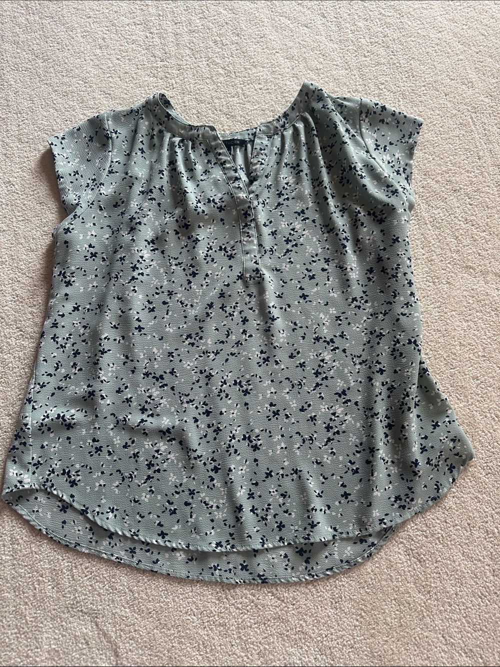 41 Hawthorn Sage Green Floral Cap-Sleeve Blouse